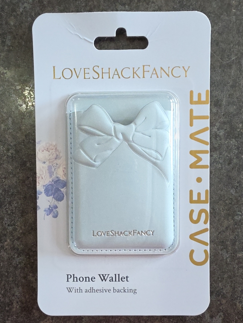 LoveShackFancy Silver Phone Wallet with Bow